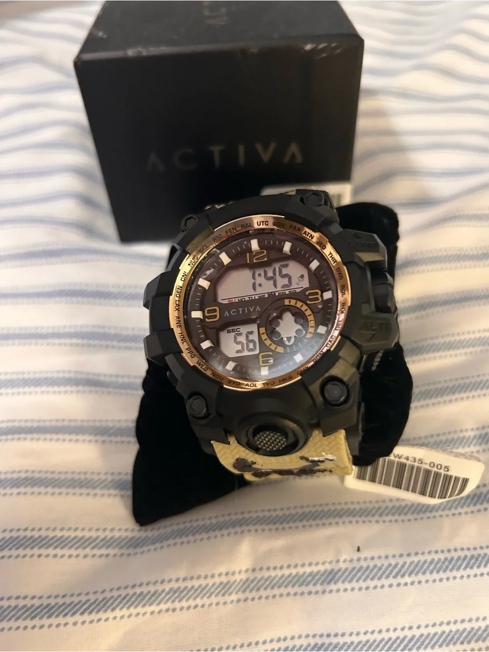 ACTIVA Digital-Analog Sport Watch in Black and Rose Gold